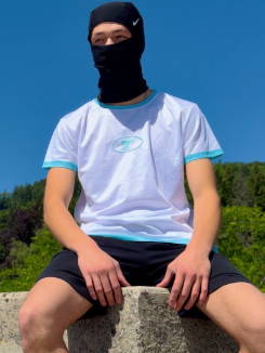 Maillot de sport blanc bleu